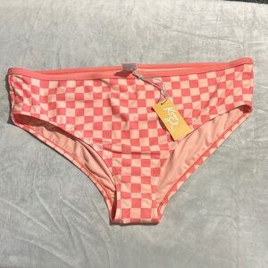 NWT Kona Sol Pink Checked Swim Bottoms